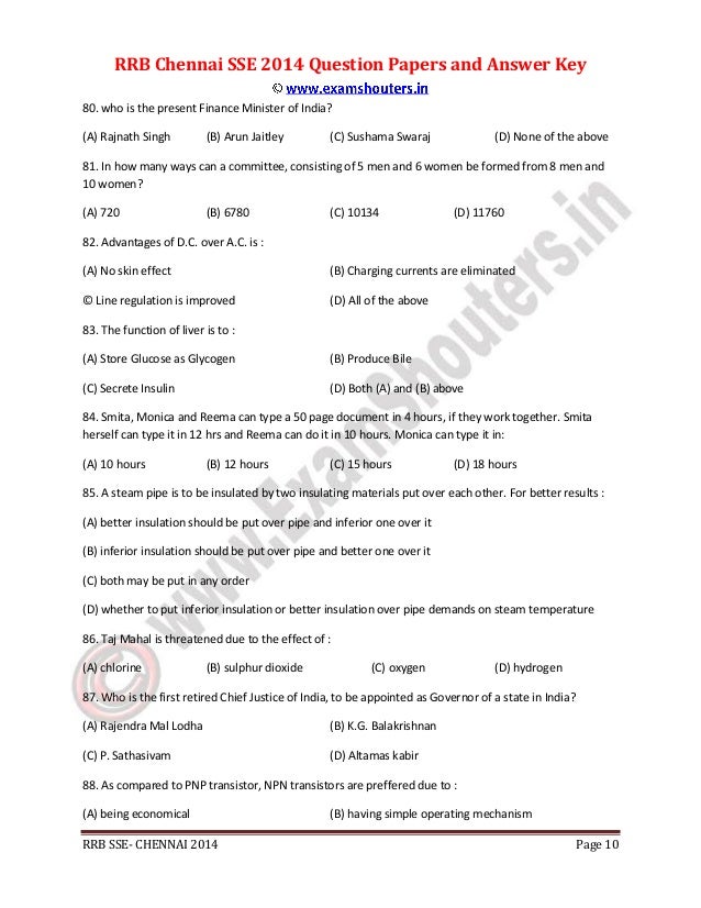 Rrb Exam Question Papers With Answers Pdf